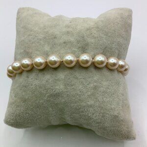 Monet Vintage Faux Pearl Champagne Gold Tone Bracelet